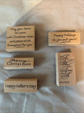 Holiday and Occasion Wood Rubber Stamp Set - Neutral Wood